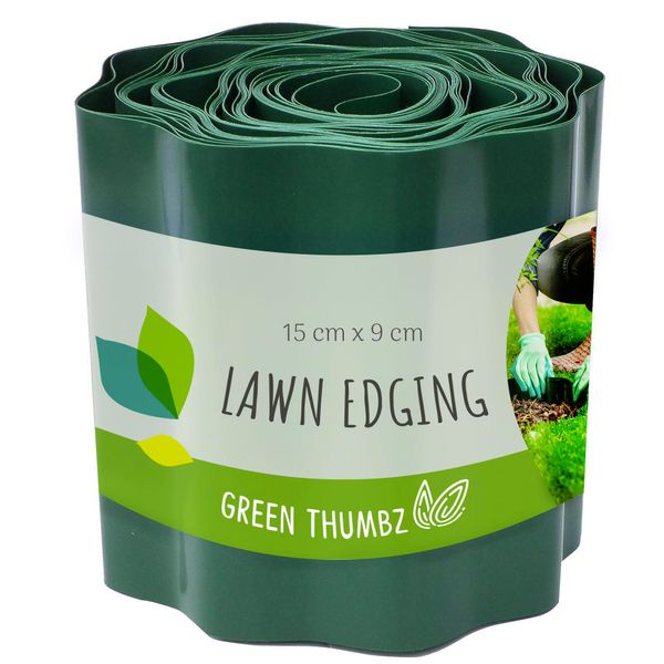 Green Thumbz Lawn Edging for Neat Garden Border - 15cm x 9m Roll DIY Edging for Garden Borders to Organize Your Outdoor Landscaping and Garden Edging - Create a Picture Perfect Lawn Edging Border