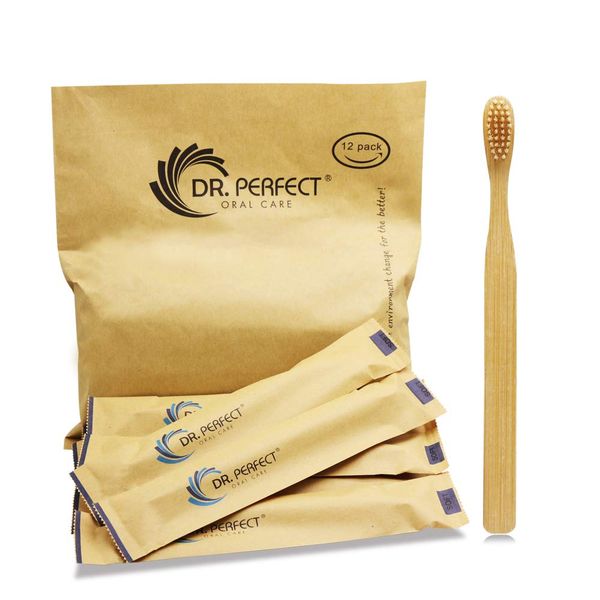 DR PERFECT Bamboo Toothbrush Soft Natural Bristles (12)