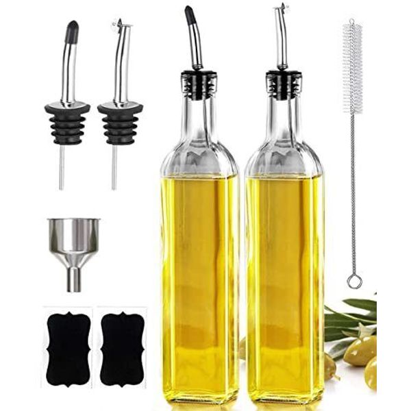 Oil Dispenser 2pcs Vinegar And Olive Oil Bottle Dispenser 500 Ml/17 Oz Oil Bottl