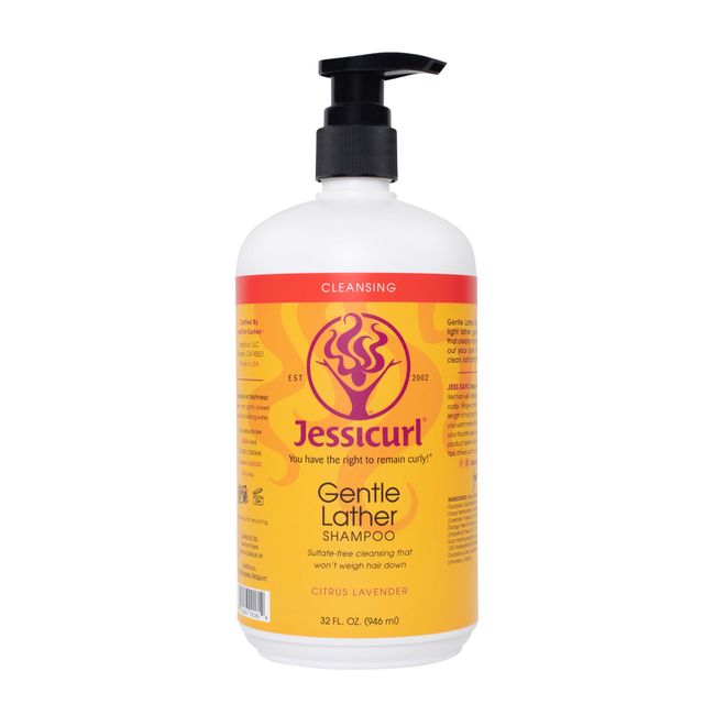 Jessicurl, Gentle Lather Shampoo, Citrus Lavender, 32 Fl oz. Cleansing Curly Hair Shampoo, Vegan, Sulfate Free Shampoo