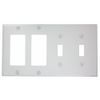 Leviton P2262-W 4-Gang 2-Toggle Decora/GFCI Device Combination Wallplate, Device Mount, White