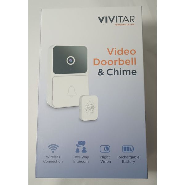 Vivitar DB201-WHT Wireless Video Doorbell Smart Security Camera Wi-Fi Chime NEW