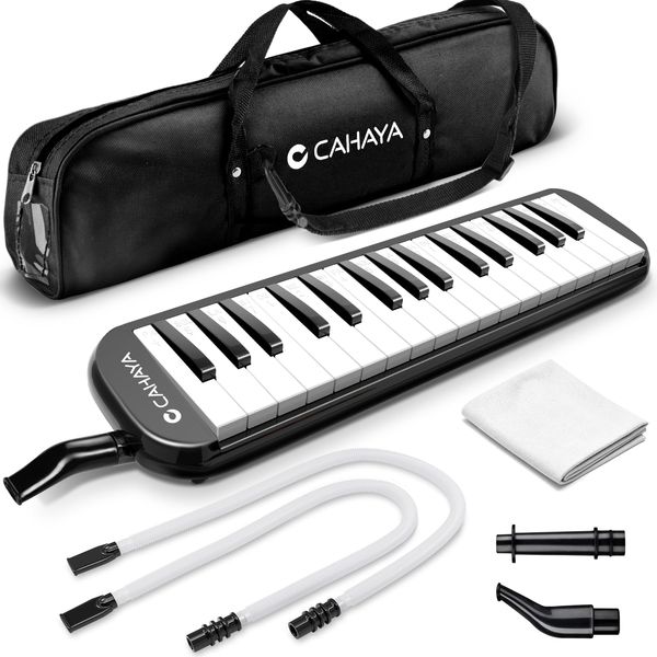 CAHAYA 32 Tasten Melodica für Kinder Melodica Instrument mit Tragetasche geeignet für Anfänger Studenten, musikalisches Geschenk für Jungen und Mädchen, Schwarz CY0050-1