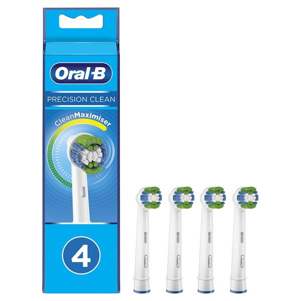 Oral-B Precision Clean Electric Toothbrush Head with CleanMaximiser Technology, Excess Plaque Remover, Pack of 4 Toothbrush Heads, White