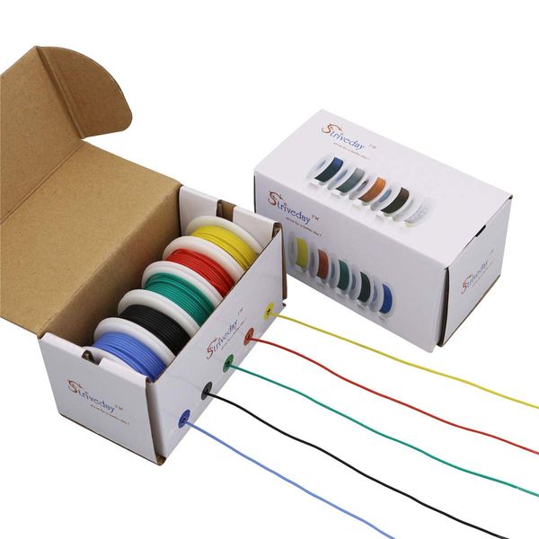 Striveday™ Flexible Silicone Wire Silicone 30awg Stranded Wire Hook Up Silicone Rubber Electrical Wiring Kit 30 Gauge Electrical Wire Box 1