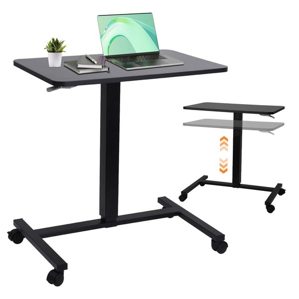 Rolling Table Laptop Desk Notebook Stand Adjustable Tabletop Desk W/ Casters