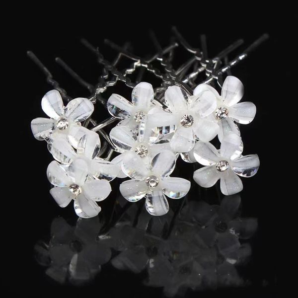 Crystal Five-petal Flowers Hair Grips Wedding Hair Accessories Floral Hair Pins Wedding Bridal Hair Accessories for Women Girls Bride Bridesmaid, Pack of 20