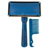 Dog Slicker Brush with Wood Handle Including Brush Cleaner Large