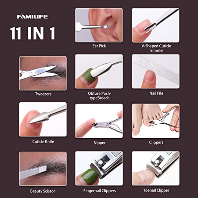 Manicure Set Manicure Pedicure Kit Nail Grooming Kit for Men, 7 in 1 Travel Nail Kit Men Nail Clipper Set for Fingernail Toenail - Black