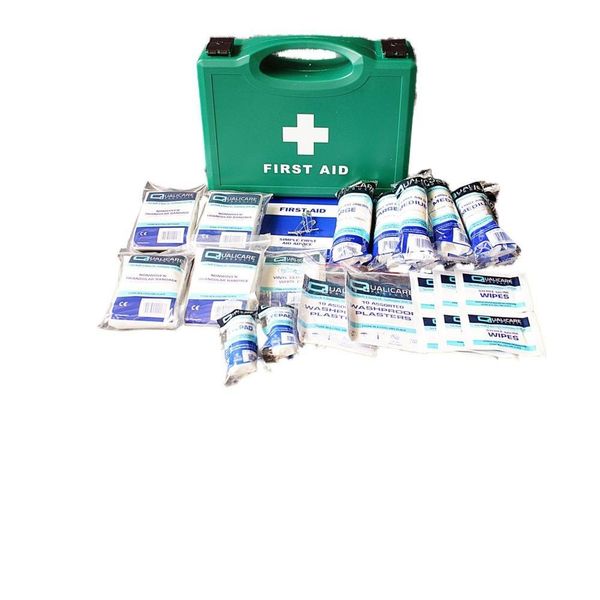 Qualicare  HSE Emergency kit for 1-10 Person First Aid Kit Box |Contains 48 Hospital Grade Medical Supplies