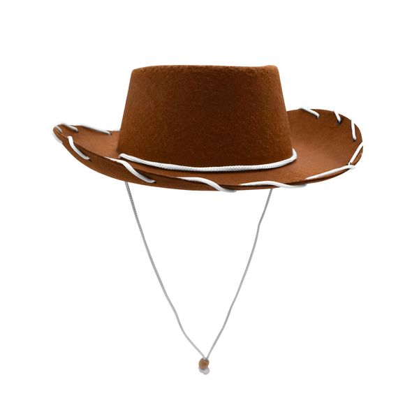 Nicky Bigs Novelties Western Sheriff Costume Hat - 1950's Style Kids Ranch Hat Wide Brim - Boys & Girls Cowgirl or Cowboy Hats, Brown, One Size