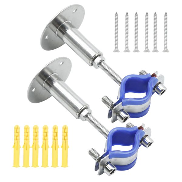 ZUDKSUY 2 Pack 1 Inch Wall Mount Ceiling Mount Pipe Support Clamp, Adjustable Stainless Steel Split Ring Hanger, Pipe Bracket Holder for Pipe Support Pipe Fixing Pole Support