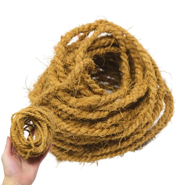 Bonka Bird Toys 3855 Natural Coconut Fiber 30' Rope, Parrot Bird Toy DIY Projects Craft, Amazon, Macaw, African Grey, and Similar