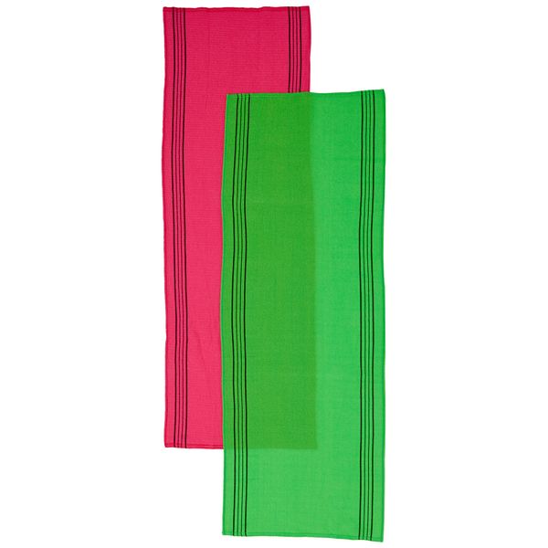 Korean Style Akasuri Towel, Green & Red, Set of 2 Colors