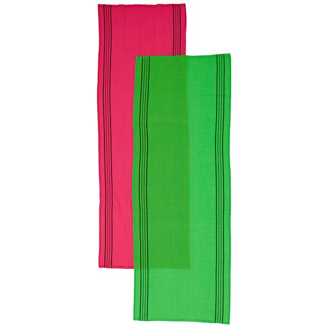 Korean Style Akasuri Towel, Green & Red, Set of 2 Colors