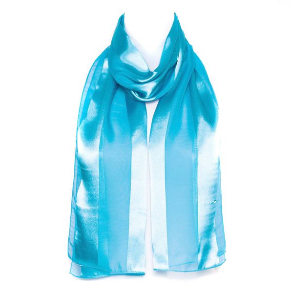 Hat To Socks Plain Elegant Chiffon Satin Scarf (Turquoise)
