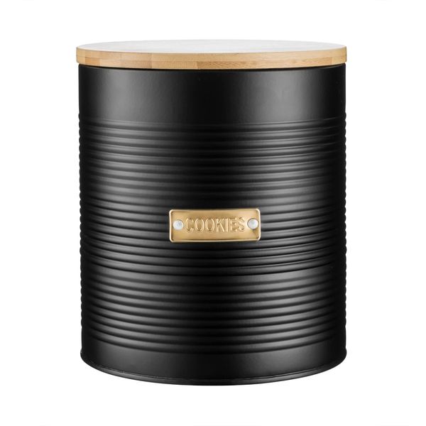 TYPHOON OTTO Collection Coffee Canister, Black, 1.4 Litre, Steel, Bamboo, Silicone