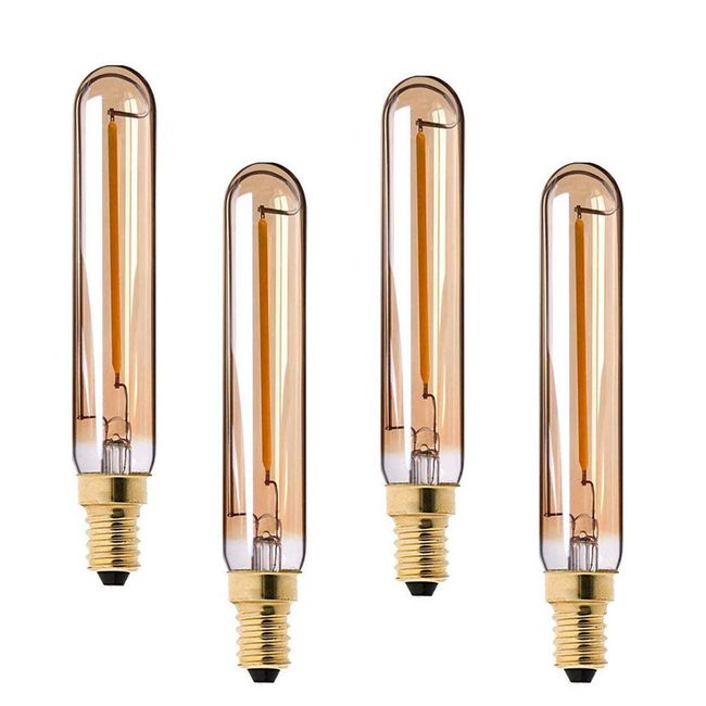 Lxcom Lighting E12 LED Bulb Dimmable Candelabra Light Bulbs Soft Warm 2200K T20 Tubular Shape Amber Glass 10W Incandescent Replacement Edison Bulb for Chandelier Pendant Lighting, 4 Pack