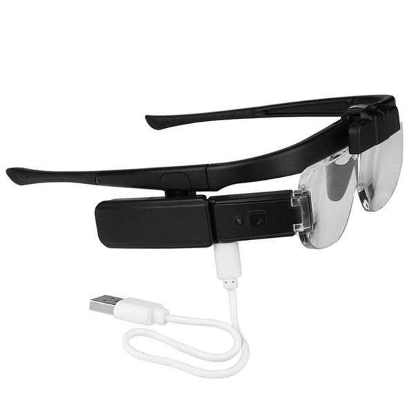 Meichoon Magnifying Loupes USB Rechargeable Headband Free Hand Magnifying Glass with LED light 6 Adjustable Lens1.5X 2.0X 2.5X 3.5X 4.0X 4.5X for Repair Reading and Beauty