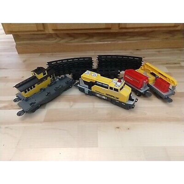 Caterpillar Construction Express Train Set Motorized Toy w Track Tested Working