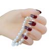 YONAIL 24pcs/set Pretty False Nails Press On Nails Acrylic Glitter False Nails with Glue On False Nails Medium Long Design Women Girls Bride Nail Art Tips