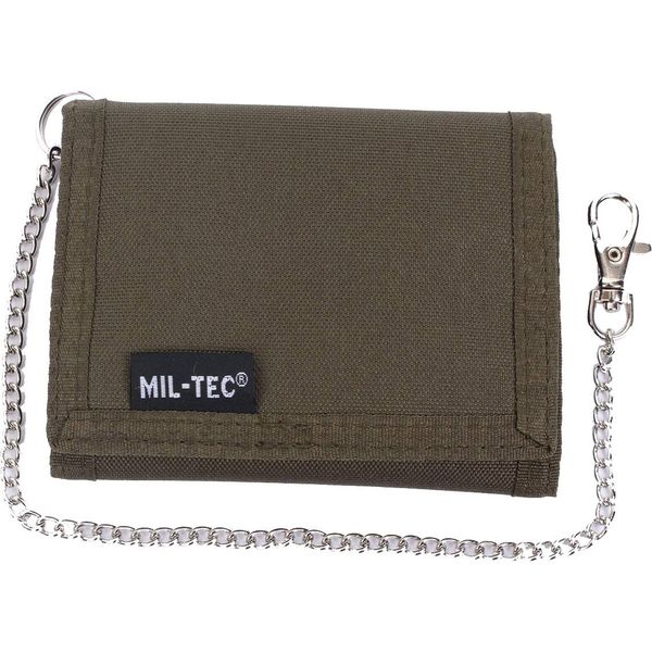 Mil-tec Wallet with Security Chain, Size- , Color- Olive green
