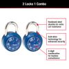 Master Lock 1530T Locker Lock Padlock, Assorted Colors, 2 Pack Combination Alike