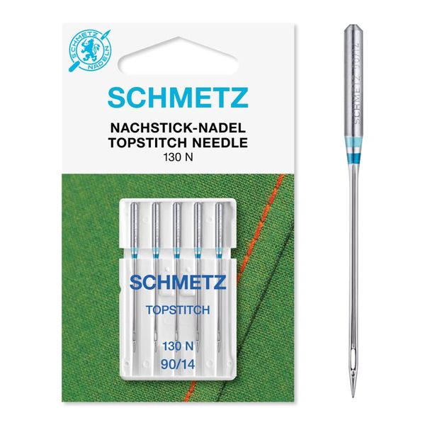 SCHMETZ Domestic Sewing Machine Needles | 5 Topstitch Needles | 130 N | Needle size 90/14 | Can be used on all conventional household sewing machines and household embroidery machines