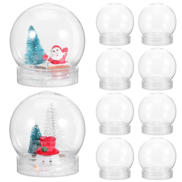 10 Pcs DIY Snow Globe Bulk 2.7 Inch Christmas Clear Snow Globe Kit with Screw Off Cap Plastic Empty Water Globe for DIY Craft Supplies Display Plant Decoration
