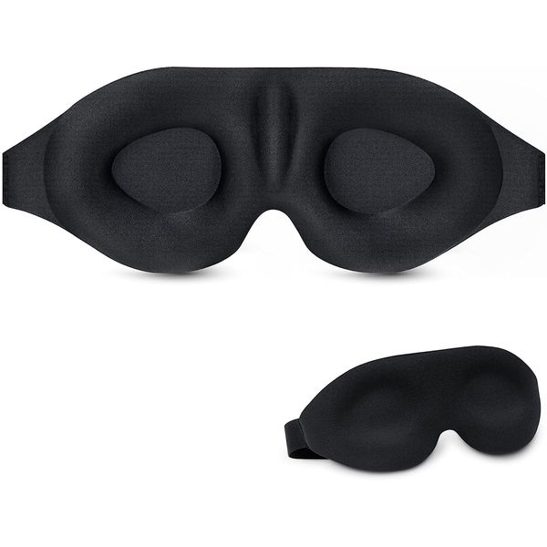 AMAZKER Sleep Eye Mask for Men Women 3D Contoured Cup, Concave Molded, Block Out Light, Molded Soft Comfort Eye Shade with Adjustable Strap for Travel Yoga Nap 2