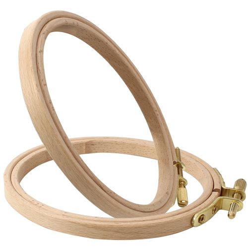 Opfiue 2 Pack 5 Inch Beech Wood Embroidery Hoop, 12.5CM Round Cross Stitch Hoop Decorative Hanging Frame, Adjustable Brass Screw Frame for Craft Sewing/Needlepoint Sewing Project
