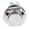 Horn Switch Engine Starter, 12V 16mm Car Waterproof Momentary Metal Push Button ON Off Self-Reset Switch Silver