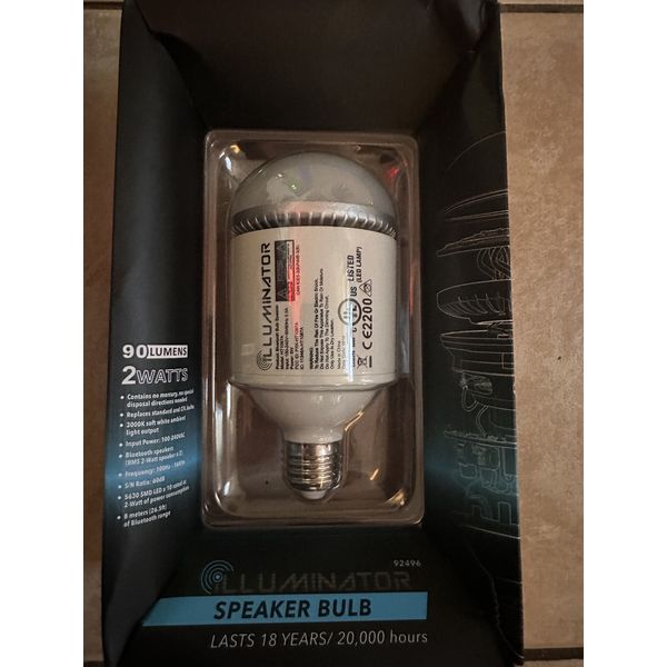Illuminator 92476 White LED Bulb/Bluetooth Speaker New GE, Sylvania, Phillips