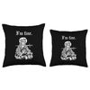 Sarcastic Medieval Saint Lucy Castlecore Castle I'm Fine Throw Pillow