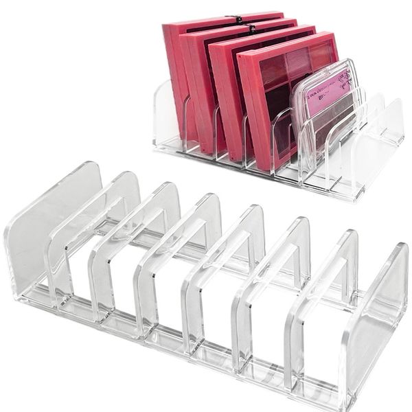 Makeup Palette Organizer,Acrylic Eyeshadow Palette Pallet Holder,7 Sectons BPA-Free Divided Make Up Blush,Contour Storage Holder Cosmetic Eye Shadow Display Stand Clear Rack Vanity Holder（2 Pack）