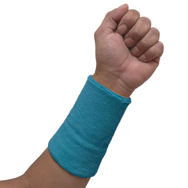 COUVER Absorbent Soft Durable 6 inch Extra Long Thick Sports Wristband Sweatband | Sky Blue (1 Piece)