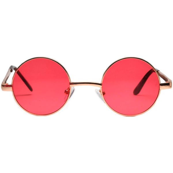 OWL Round Sunglasses Metal Frame Hippie Sunglasses UV400 Polycarbonate Red Tinted Lens John Lennon Sunglasses for Women