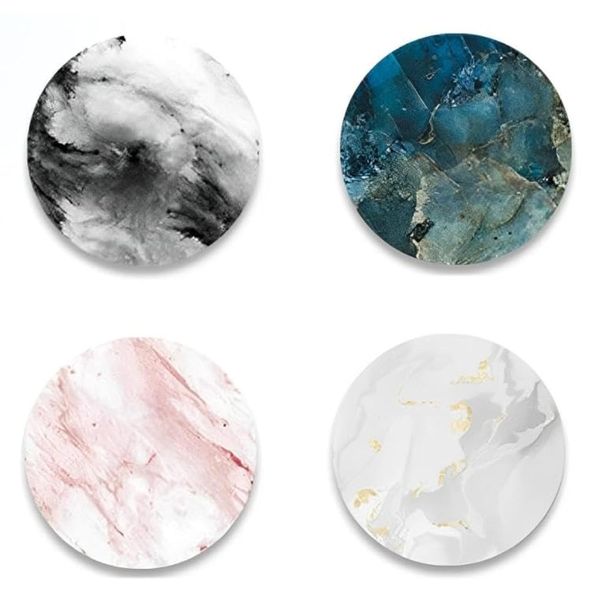 4 Pack Multi-Function Foldable Finger Cell Phone Stand Mount and Stand for Smartphones and Tablets Marble Pattern (Marble Pattern B)