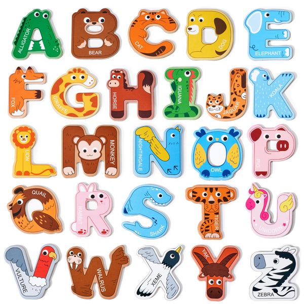 JoyCat Magnetic Letters, Alphabet ABC Fridge Magnets for Toddlers & Kids, Cute Educational Animal Toys, 26 Uppercase Refrigerator Magnets, Great Spelling Learning Gift for Preschool 2 3 4 5 Years Old