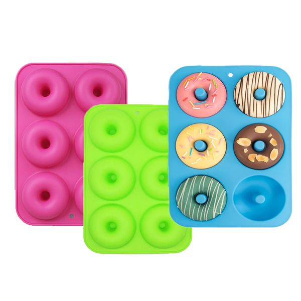 SoftcuteLee 3Pack Silicone Donut Moulds Doughnut Mould Non-Stick Safe Silicone Donut Baking Pan Heat Resistant Flexible Baking Tray for Baking Donuts, Muffins, Bagels, Cookies, Cakes