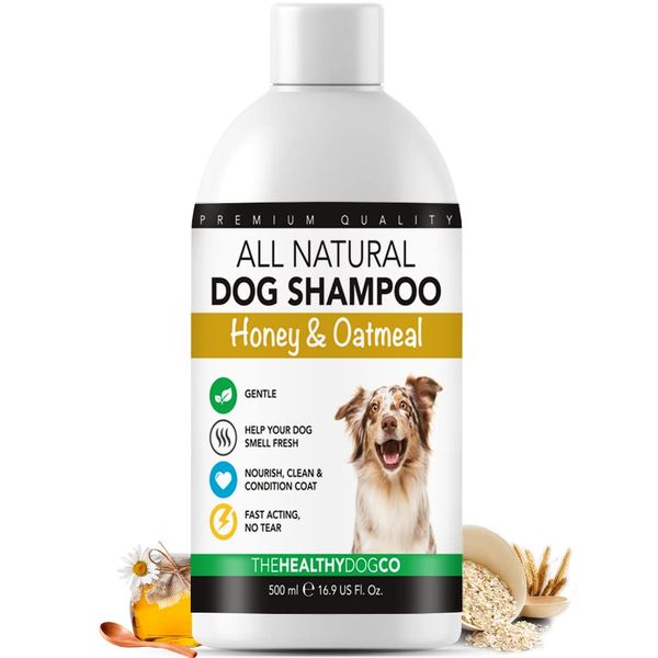 The Healthy Dog Co - All-Natural Dog Shampoo and Conditioner - Honey and Oatmeal Dog Shampoo for Smelly Dogs - Nourishing Dog Shampoo for Sensitive Skin - Puppy Shampoo and Dog Conditioner- 500ml