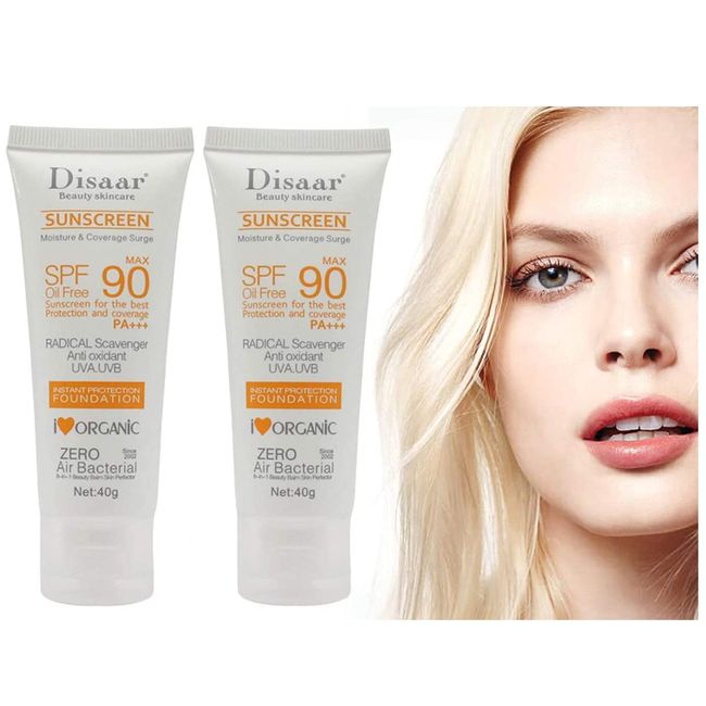 2 pcs Facial Sunscreen Lotion Cream Schönheit Hautpflege SPF 90 Ölfreier Radikalfänger Antioxidans UVA/UVB 40g Britening Anti Sun Tagescreme