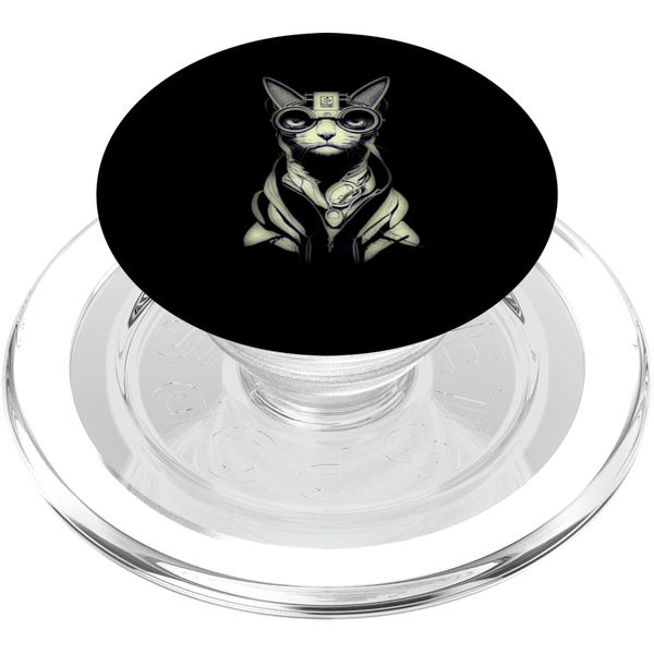 Steampunk Cat Wearing Vr Headset With Cat Ears PopSockets PopGrip for MagSafe