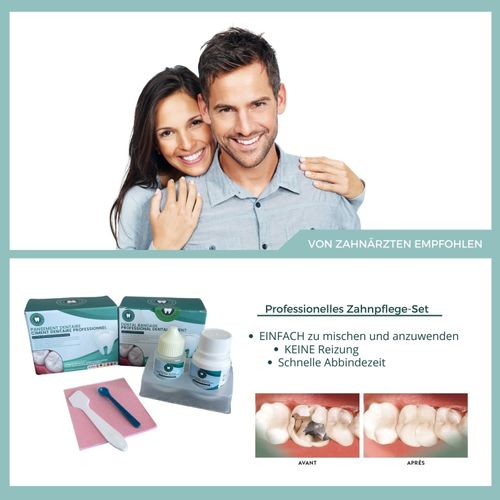 Dental cement - seal a tooth that has lost a filling, ready-to-use dental cement tooth repair kit - tooth filling caries.