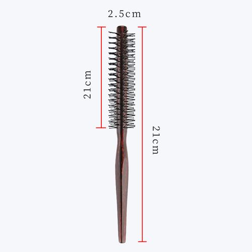 CLDURHGE Round Brush, Round Hair Brush, Styling Brush with Nylon Bristles, Wood, Retro Colours for Thin Hair, Short Hair, Bangs, Beard, Lifting, Curls (3 Pieces)
