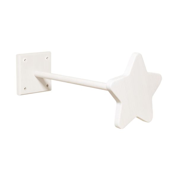 BioKinder Betthimmel-Halter Stern Himmelstange Netzhalterung Betthimmel Halterung aus zertifiziertem Massivholz Kiefer Naturweiß lasiert, L 44 cm