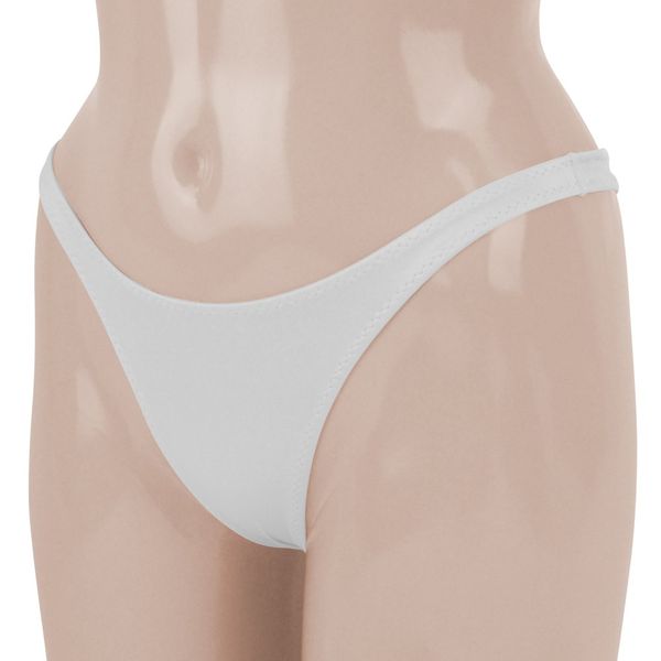 Wet Fabric Stretch V-Line Thong White