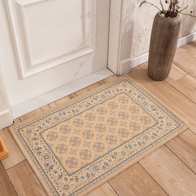 Insiman Entrance Mat, Scandinavian-Style, Indoor, Washable, Stylish, Carpet, Door Mat, Mud Remover, Gobelin Weave, Non-Slip, Compatible with Floor Heating, 19.7 x 31.5 inches (50 x 80 cm), Commercial Use, Home Use, Office, Dark Beige