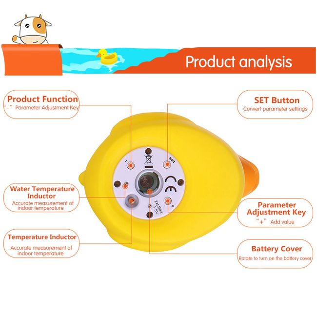 B&H Baby Bath Thermometer, Toddlers Bathtub Water Thermometer, Baby Room and Bath Floating Toy Safety Thermometer, Fahrenheit and Celsius