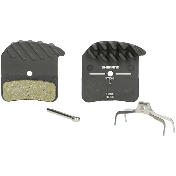 SHIMANO Spares J03A disc brake pads and spring, alloy backed with cooling fins, resin,Black